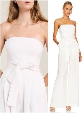 A.L.C. Elsie Strapless White Wide Leg Jumpsuit NWT Size 8 Bridal Chic Designer